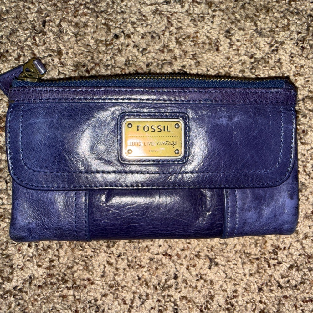 Fossil Purple Leather Wallet